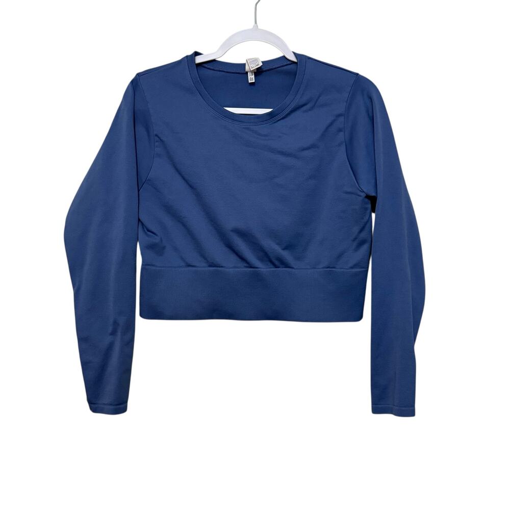 OFFLINE By‎ Aerie Sidewalk Seamless Long Sleeve Cropped Top Women XL Blue Active